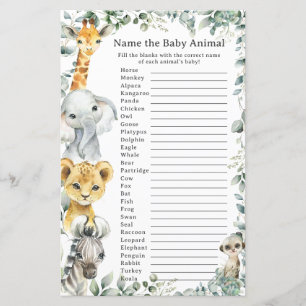 Cute Jungle Animaux Végétation Nom Bébé Animal Jeu