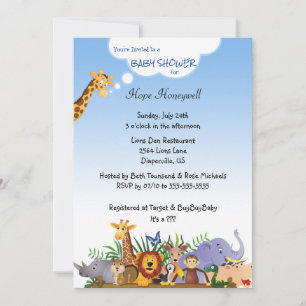 Cute Jungle Baby Douche ou Invitation Anniversaire