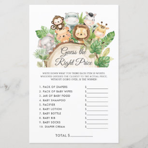 Cute Jungle Devine le bon prix Baby shower jeu