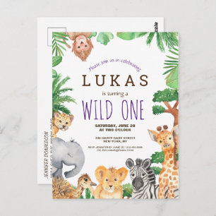 Cute Jungle Safari 1er Invitation anniversaire