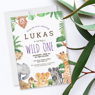 Cute Jungle Safari 1er Invitation anniversaire