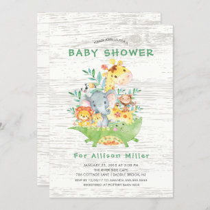 Cute Jungle Safari Animaux Bébé Douche Invitations