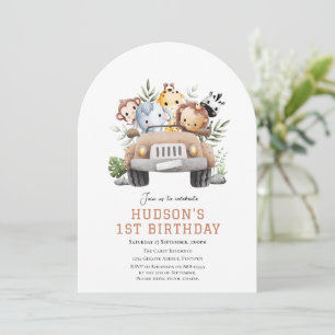 Cute Jungle Safari animaux invitation anniversaire