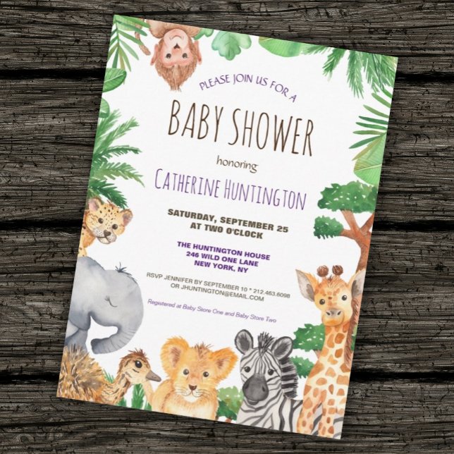 Cute Jungle Safari Baby shower animal Invitation (Créateur téléchargé)