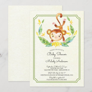 Cute Jungle Singe Neutre Baby shower Invitation