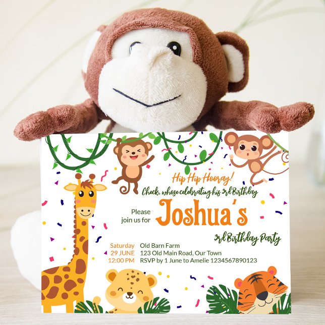 Cute junte animal fête budget invitation modèle (Créateur téléchargé)