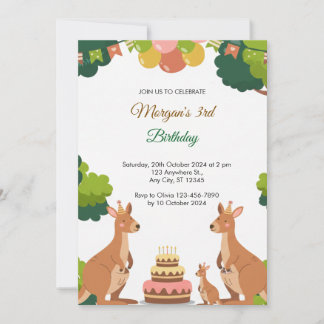 Cute Kangaroo fête Anniversaire Invitation