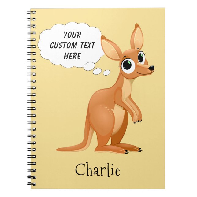 Cute Kangaroo nom et carnet de texte personnalisés (Devant)