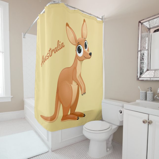 Cute Kangaroo rideau de douche texte personnalisé (En situation)