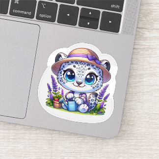 Cute Kawai Flower Gardening Snow Leopard Stickers 