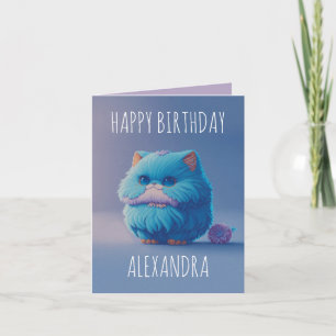 Cute kawaii angora chat plié carte d'anniversaire