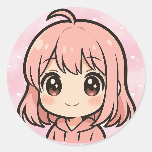 Cute Kawaii Anime Girl Face Sticker (Devant)