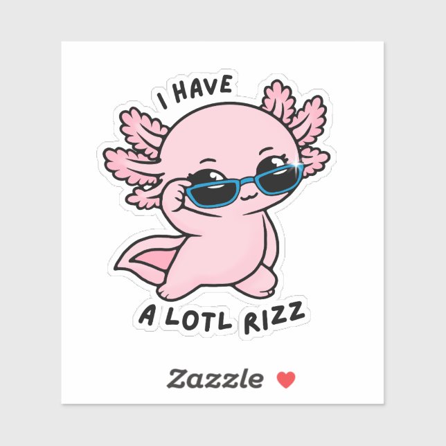 Cute Kawaii Axolotl Lotl Rizz Funny Pun Sticker (Feuille)