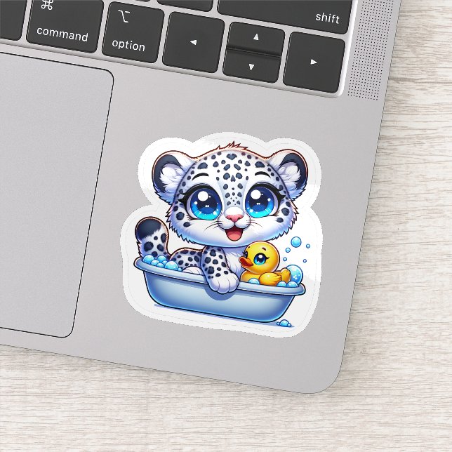Cute Kawaii Bath Snow Leopard Sticker (Détail)