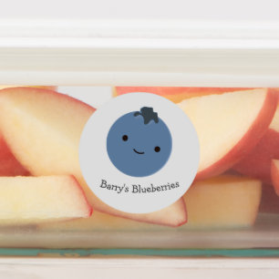 Cute Kawaii Blueberry Étiquette avec nom personnal