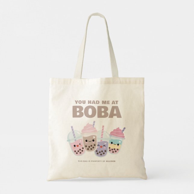 Cute Kawaii Boba Sac fourre-tout de thé à bulle (Dos)
