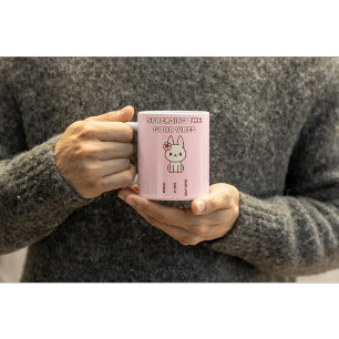 Cute Kawaii Bunny Étaler Bonne Vibe Café Mug