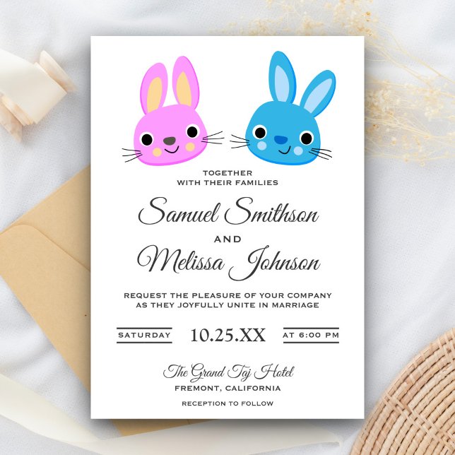 Cute Kawaii Bunny Lapbit Faire-part de mariage (Créateur téléchargé)