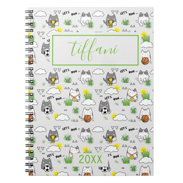 Cute Kawaii Carnet sportif de chats (Devant)
