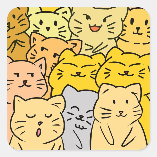 Cute Kawaii Cat Illustration Stickers (Devant)
