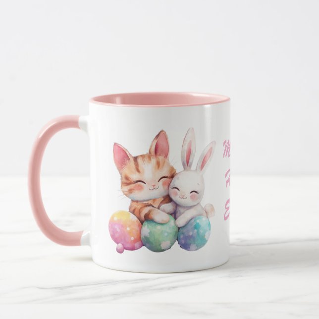 Cute Kawaii Chat & Bunny Mug de Pâques Amoureux de (Gauche)