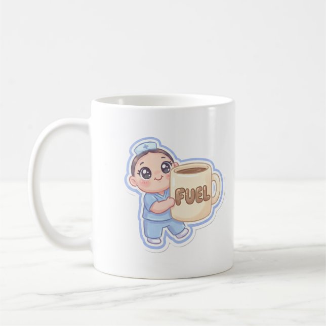 Cute Kawaii Chibi Nurse Giant Coffee Fuel Mug (Gauche)