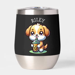 Cute Kawaii Chien chiot avec Thé à bulle Personnal