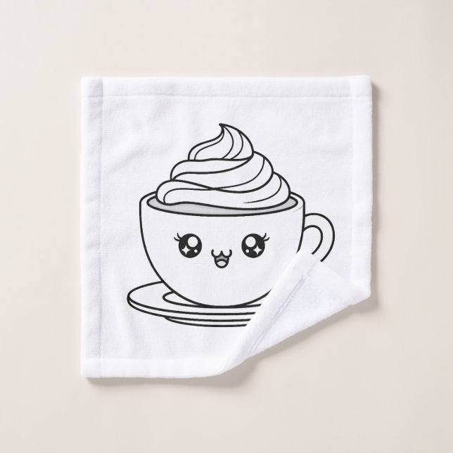 Cute Kawaii Coffee Cup Illustration (Gant de toilette)
