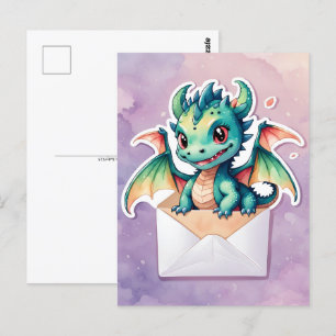 Cute Kawaii Dragon, Carte Postale