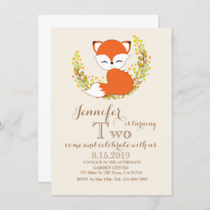 Cute Kawaii Fox Woodland Thème Carte d'anniversair