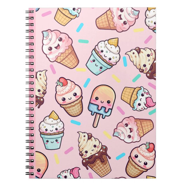 Cute Kawaii Ice Cream Imprimer Journal du Carnet (Devant)