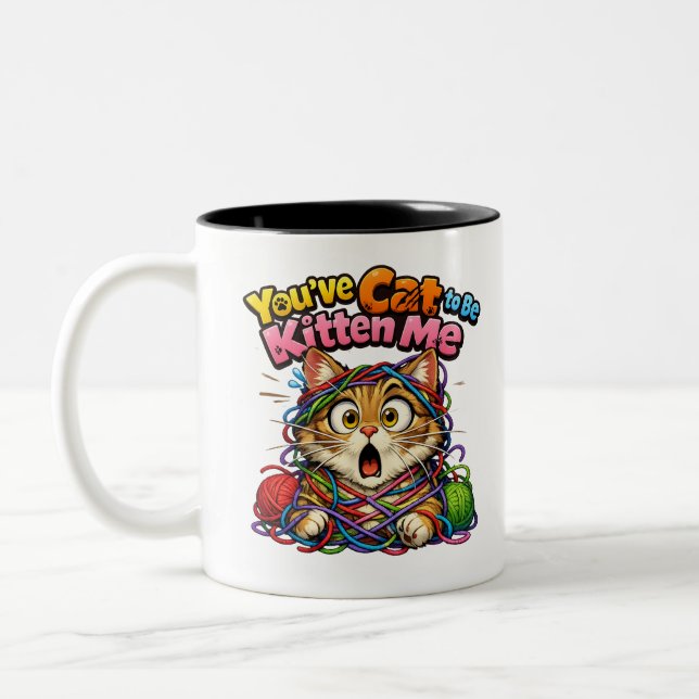 Cute Kawaii Kitten Cat Two-Tone Mug (Gauche)