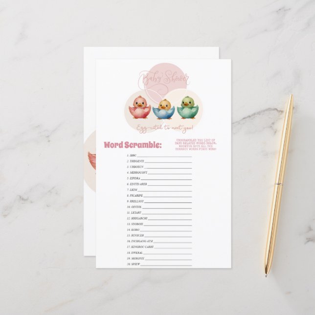 Cute Kawaii Oiseaux d'Oeufs Pastel Couleur Brouill (Devant/Arrière en situation)