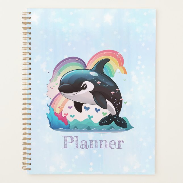 Cute Kawaii Orca Killer Whale Rainbows Papillons (Devant)