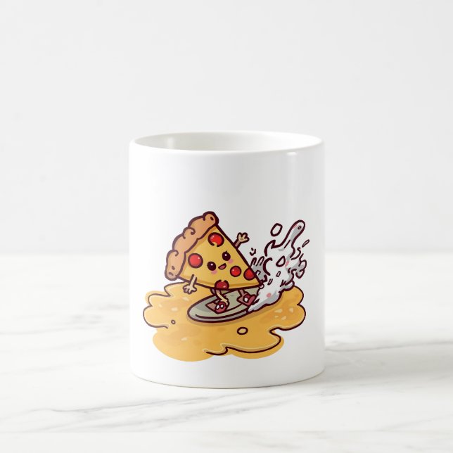 Cute Kawaii Pizza Mug Funny Cheesy Cartoon Food  (Centre)