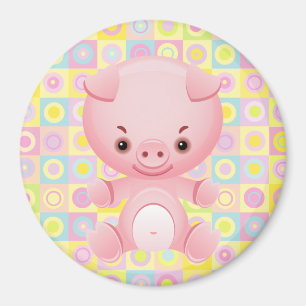 Cute Kawaii porc rose Motif Magnets