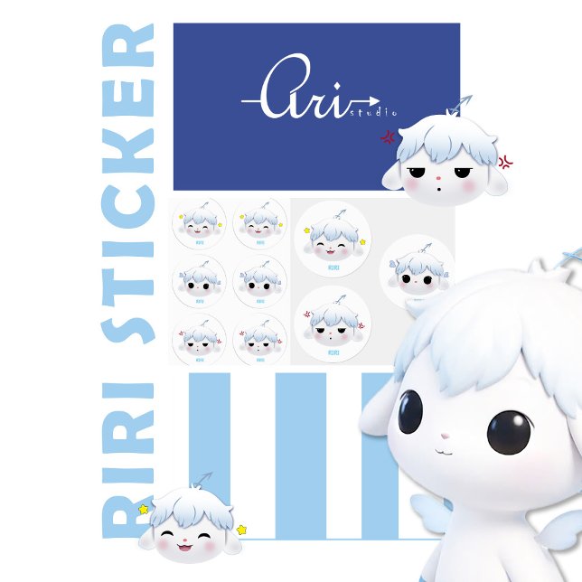 Cute Kawaii Riri Emotion Sticker Sheet (Créateur téléchargé)