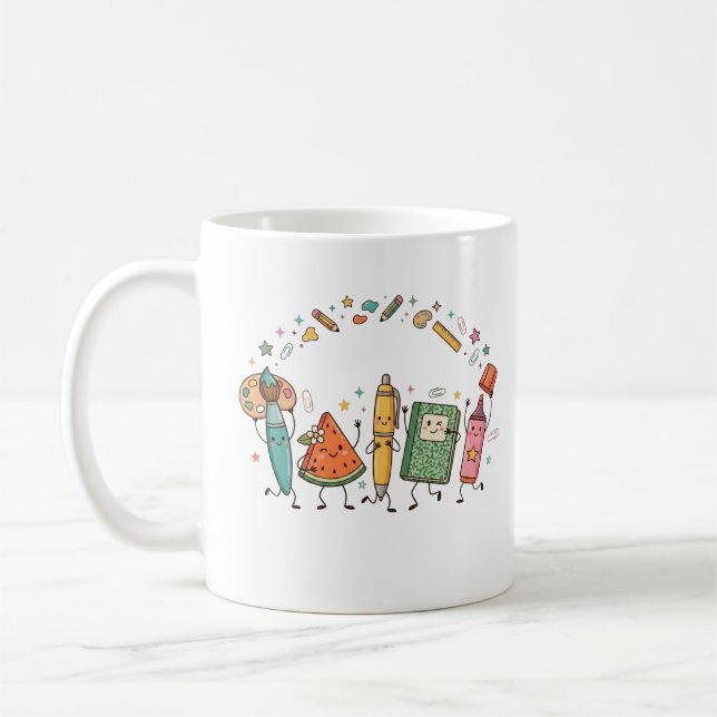 Cute Kawaii School Supplies Mug (Gauche)