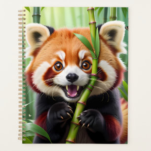 Cute Kawaii style Panda rouge avec un grand sourir