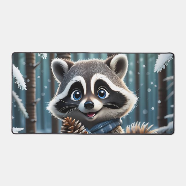 Cute Kawaii style Raccoon avec cône crème de pin (Recto)