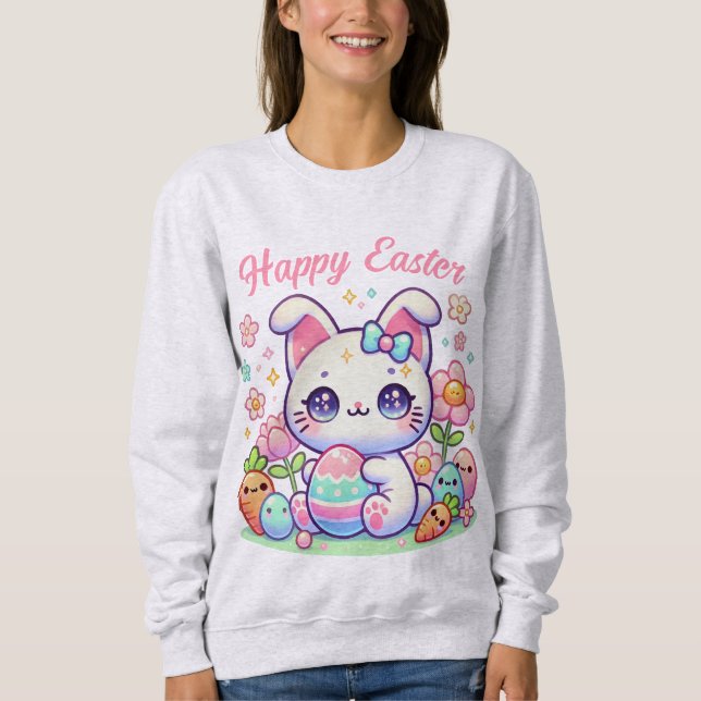 Cute Kawaii Sweatshirt de chats de Pâques - Oreill (Devant)