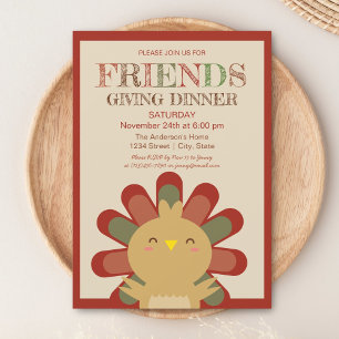 Cute Kawaii Turquie Thanksgiving Dîner Invitation