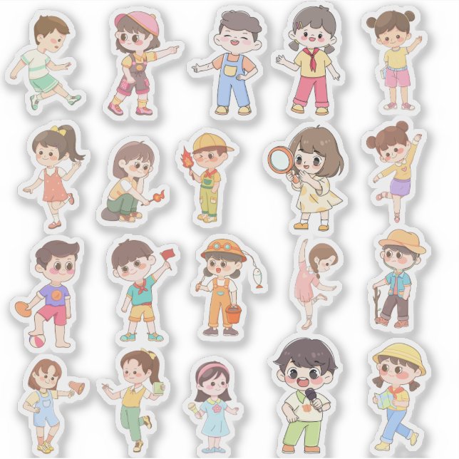 Cute Kids Activity Vinyl Stickers (Devant)