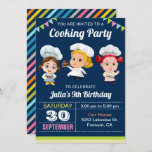 Cute Kids Cuisine Baking Birthday Party Invitation<br><div class="desc">Étonnez vos invités avec cette invitation colorée à l'anniversaire de la cuisine avec de mignons petits chefs avec une typographie éclatante contre un arrière - plan bleu. Ajoutez simplement les détails de votre événement sur cet modèle facile à utiliser pour en faire une invitation unique. Retourner la carte pour révéler...</div>