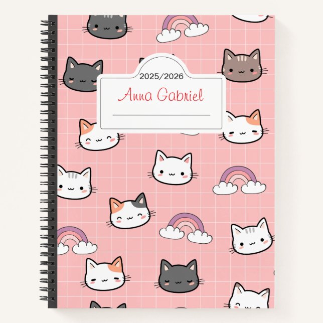 Cute Kitten Arc-en-ciel et Carnet rose (Devant)