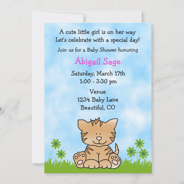 Cute Kitten Baby shower Invitation (Devant)