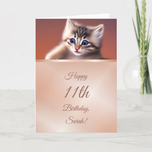 Cute Kitten   Carte Rose Gold Girls Birthday
