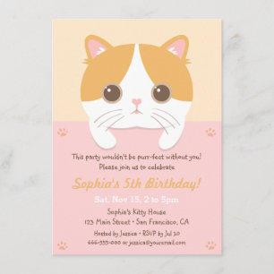 Cute Kitten Cat Girls Invitations de fête d'annive