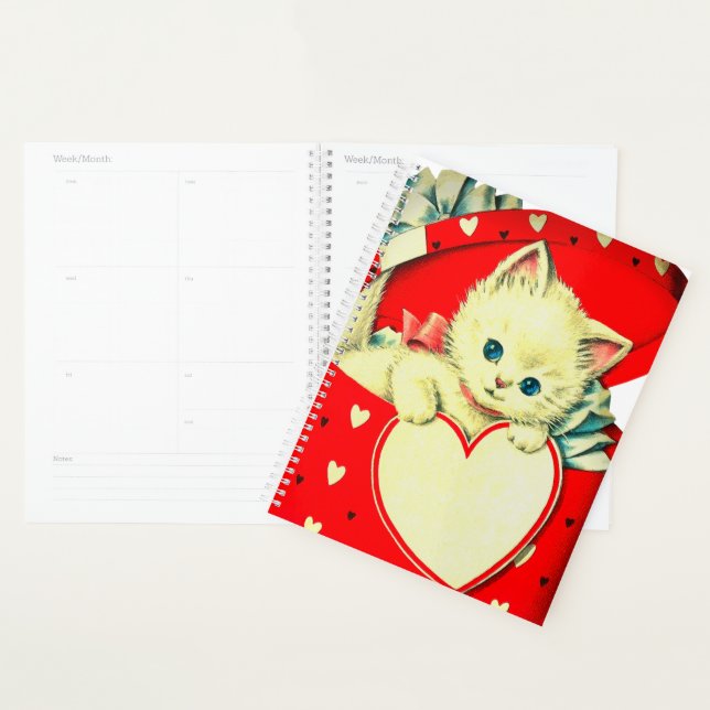 Cute Kitten Coeur Vintage Chat Retro Kitty (Devant avec enveloppe)
