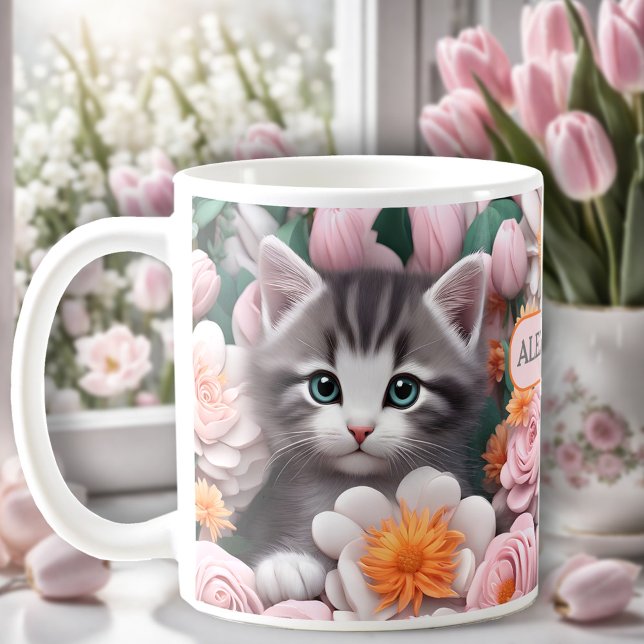 Cute Kitten Garden Amoureux des chats Nom Mug (Cute Kitten Garden Cat Lover Name Mug)